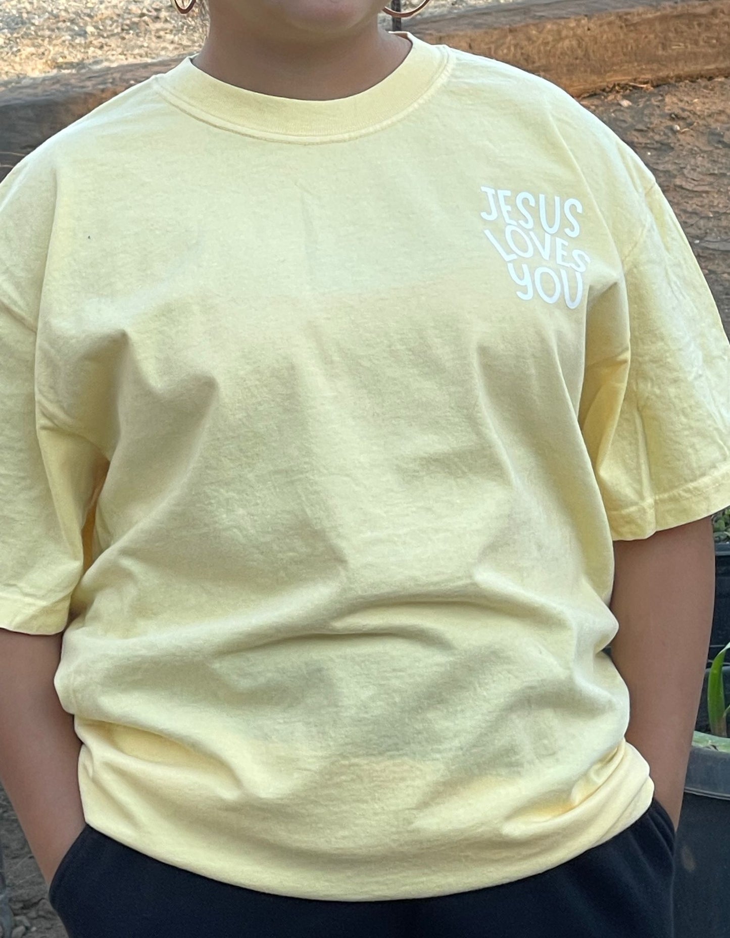 Light Yellow Jesus Loves You Tee