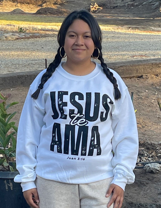 White Crewneck Jesus Te Ama (Versión en Español)