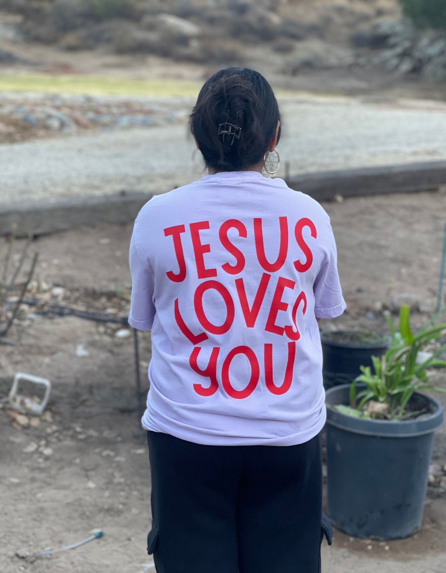 Lilac Jesus Loves You Tee