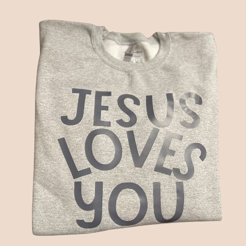 Gray Jesus Loves You Crewneck