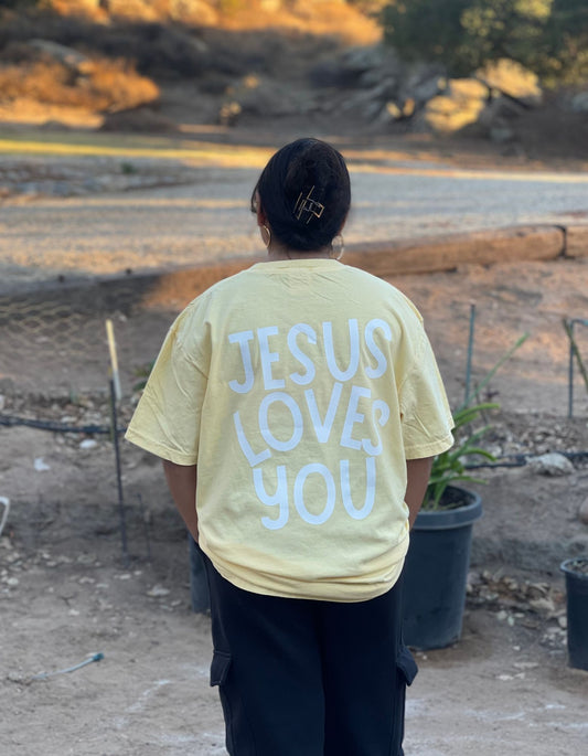 Light Yellow Jesus Loves You Tee